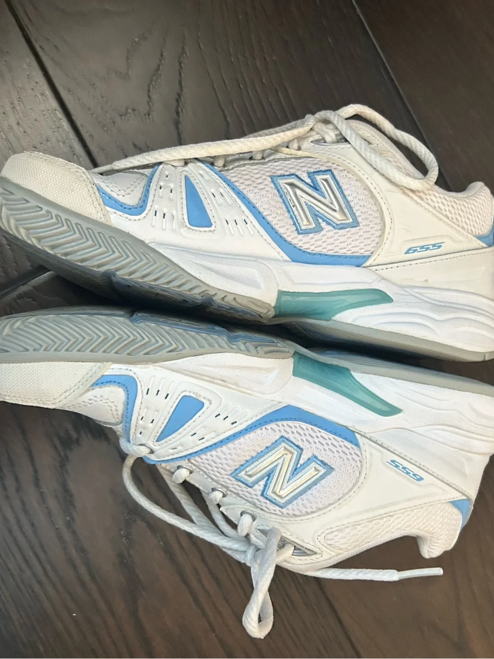 New Balance Women’s 655 WC655WT White Blue Tennis Court Shoes Sneakers 6.5